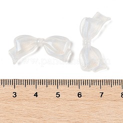 透明なアクリルビーズ  蝶結び  グリッターパウダー付き  ホワイトスモーク  14x29x5.5mm  穴：1.2mm&nbsp;LS-TACR-F009-01B