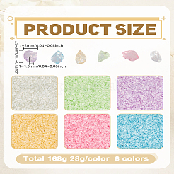 168g 6色蓄光ガラスネイルアートデコレーションアクセサリー  ナゲット  ミックスカラー  2.5~3x1~2x1~1.5mm  28 G /カラー&nbsp;MRMJ-LP0001-04