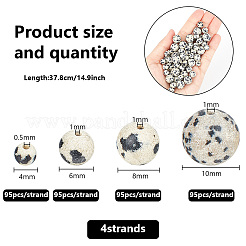 4連売り4スタイル天然ダルメシアンジャスパーストーンビーズ連売り  ラウンド  4~10mm  穴：0.5~1mm  約1連/スタイル&nbsp;G-GO0001-45