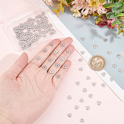 304ステンレススチールビーズ120個  ハート  ステンレス鋼色  6x6x1mm  穴：1mm&nbsp;STAS-DC0011-40