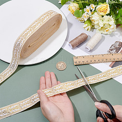 チロリアンテープ  エスニックスタイルの刺繍リボン  レモンシフォン  1インチ（25mm）&nbsp;SRIB-WH0011-347