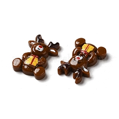 クリスマス オペーク レジン カボション  プレゼントを持ったトナカイ  ココナッツブラウン  23x16.5x5.5mm&nbsp;LS-RESI-K019-29