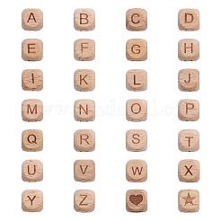 未完成の天然木ビーズ  染色されていない  キューブ  大穴ビーズ  アンティークホワイト  98個/セット&nbsp;WOOD-TA0001-68