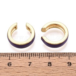 C字型の真鍮エナメルカフイヤリング  18KGP本金メッキ  パープル  14x14.5~15x4mm&nbsp;EJEW-T049-07G
