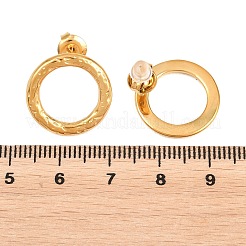 女性用304ステンレススチールスタッドピアス  ハンマー加工された質感のリング  ゴールドカラー  17.5mm&nbsp;EJEW-P345-02G