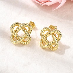 真鍮ノットスタッドピアス  長持ちメッキ  ラックめっき  ゴールドカラー  17.5x17.5mm&nbsp;EJEW-H171-06G