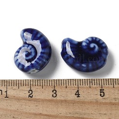 手作りの陶器ビーズ  カタツムリ  ブルー  20~21x16~17x9~10.5mm  穴：2~3mm&nbsp;X-PORC-L080-F05