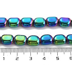 合成磁気無しヘマタイトビーズ連売り  オーバル  虹メッキ  9.5~10x8x6mm  穴：1.4mm  約39個/連  14.96''（38センチメートル）&nbsp;G-P545-F01-01A