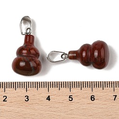 天然の赤い虹ジャスパーペンダント  201ステンレススチール製金具付き  ヒョウタン  22~23x13mm  穴：4x7mm&nbsp;G-B127-03P-15