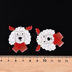 クリスマステーマプリントアクリルパーツ  羊  38.5x33.5x2.5mm  穴：1.6mm&nbsp;BACR-N002-01M