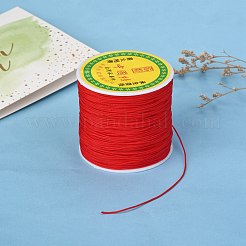 編み込みナイロン糸  ビーズ細工、ジュエリー製作、マクラメ工芸用の中国結び紐  レッド  0.8mm  約100ヤード/ロール&nbsp;NWIR-R006-0.8mm-700