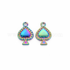 ラックメッキレインボーカラーアロイペンダント  カドミウムフリー＆ニッケルフリー＆鉛フリー  スペード  19x12x2mm  穴：1.8mm&nbsp;PALLOY-S180-373