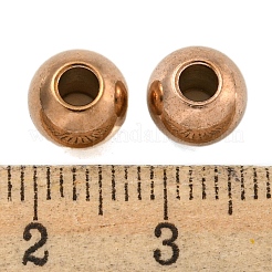 丸型イオンプレーティング（IP）202ステンレスビーズ  ローズゴールド  8x6.5mm  穴：3.5mm&nbsp;STAS-O091-C-04RG