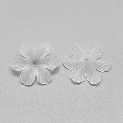 6枚の花弁透明アクリルビーズキャップ  艶消し  透明  32.5x29x8mm  穴：1.5mm&nbsp;X-FACR-S016-SB518