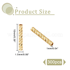 ラックメッキ真鍮製ビーズ  ニッケルフリー  チューブ  18KGP本金メッキ  10x1.5mm  穴：1mm  300個/箱&nbsp;KK-DC0002-48