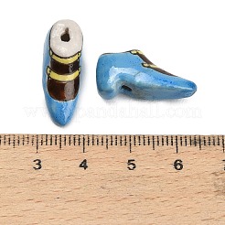 手作りの陶器ビーズ  手描き  靴  21.5x8.5x11mm  穴：2mm&nbsp;PORC-L084-06B