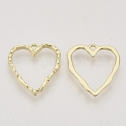 ラックメッキ合金空枠ペンダント  UVレジンDIY用  エポキシ樹脂  プレスジュエリー  ハート  ライトゴールド  23x20~21x2mm  穴：1.6mm&nbsp;X-PALLOY-N150-36