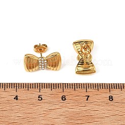 304ステンレススチールマイクロパヴェクリアキュービックジルコニアスタッドピアス  蝶結び  18KGP本金メッキ  9x16.5mm&nbsp;EJEW-I318-01G-02