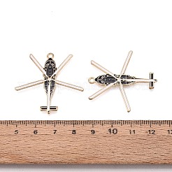 合金とエナメルのペンダント  ヘリコプターのチャーム  ゴールドカラー  グレー  37x37x1mm  穴：1.8mm&nbsp;ENAM-T021-59G