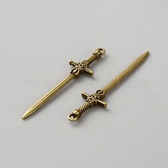 合金のチベット風チャーム  剣  アンティークブロンズ  49.5x12x3mm  穴：1.4mm&nbsp;FIND-WH0173-139AB