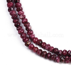 天然石ホワイトジェイドビーズ連売り  ファセットロンデル  染め  淡いバイオレットレッド  4~4.5x3mm  穴：1mm  約112~121個/連  13.54''~13.98''（34.4~35.5センチメートル）&nbsp;G-Z069-01R