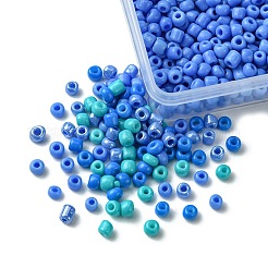 36g4色ベーキングペイントガラスシードビーズ  コーンフラワーブルー  8/0  3~3.5x2mm  穴：1~1.2mm  約9g /カラー&nbsp;SEED-FS0001-20A