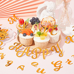 2セットの誕生日テーマミラー効果アクリル誕生日カップケーキ挿入カードデコレーション  ケーキトッパー  数字と文字  ゴールド  22~65x10.5~47.5x0.7mm  64個/セット&nbsp;AJEW-SP0001-77A