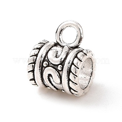 チベットスタイルの合金チューブベイル  ループベイル  ペンダントベイル  コラム  アンティークシルバー  11x9x7mm  穴：2.2mm  内径：5mm  510個/ 500g&nbsp;PALLOY-P293-209