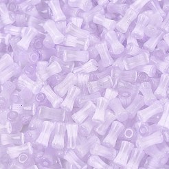 Fgbグレードaドローベンチスタイルガラスシードビーズ  竹の共同  模造キャットアイビーズ  ライラック  7.5x3.5~4mm  穴：1.2~1.5mm  約3000個/ポンド&nbsp;SEED-Q040-01A-14