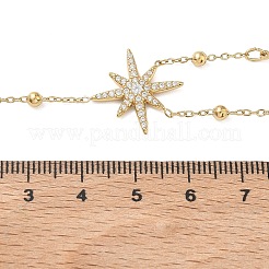 304ステンレススチール製マイクロパヴェクリアスターペンダントロングタッセルネックレス（女性用）  ゴールドカラー  15.94インチ（40.5cm）&nbsp;NJEW-C119-02G