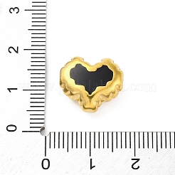 304ステンレススチールエナメルビーズ  イオンプレーティング（ip）  18KGP本金メッキ  ハート  ブラック  13x15x7mm  穴：1.2mm&nbsp;STAS-B085-06G-05