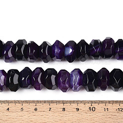 天然石瑪瑙ビーズ連売り  染め  多面カット  ロンデル  インディゴ  11~18x11~18x8~10mm  穴：1.2mm  約40~41個/連  14.57~14.96インチ（37~38cm）&nbsp;G-N356-01A-13