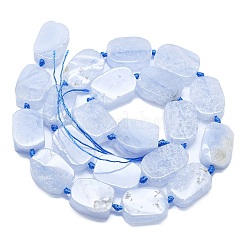 天然石ブルーレースアゲートビーズ連売り  長方形  15~17x10~13x5~7mm  穴：1mm  約22個/連  15.94''（40.5センチメートル）&nbsp;G-K245-J10-A01