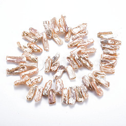 天然ケシパールビーズ連売り  養殖淡水パール  ナゲット  桃パフ  12~27x6~11x3~6mm  穴：0.6mm  約56~58個/連  14.96インチ（38cm）&nbsp;PEAR-S020-H08