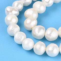 天然ケシパールビーズ連売り  有核真珠  ポテト  乳白色  5~6.5x3~7.5mm  穴：0.6mm  約66~69個/連  13.39~13.58インチ（34~34.5cm）&nbsp;PEAR-N013-05P