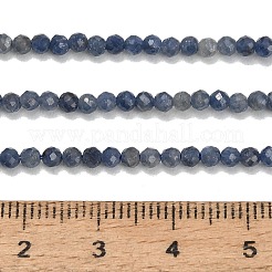 天然サファイアビーズ連売り  多面カット  ラウンド  2.8x2.5mm  穴：0.6mm  約154個/連  15.83''（40.2センチメートル）&nbsp;GG-CBA77FB-B07-2.8mm