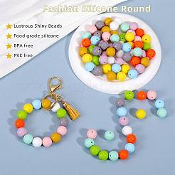 100個10色シリコンビーズ  ラウンド  ミックスカラー  15mm  穴：2mm&nbsp;JX644A