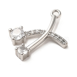 真鍮製マイクロパヴェキュービックジルコニアペンダント  プラチナ  13x18.5x3mm  穴：1.4mm&nbsp;ZIRC-P113-04P