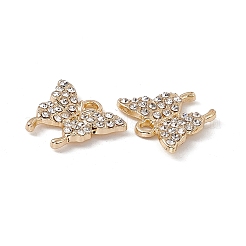 合金ラインストーンペンダント  バタフライチャーム  ゴールドカラー  クリスタル  15x17x2mm  穴：2mm&nbsp;ALRI-K049-11F
