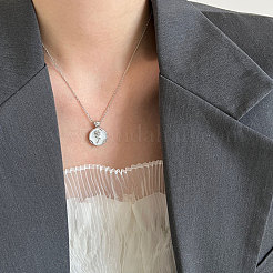 ローズ925スターリングシルバーホワイトエナメルペンダントネックレス（女性用）  ロジウムメッキ  プラチナ  15.75インチ（40cm）&nbsp;FS-WG4AE28-01