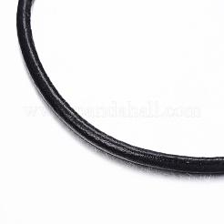 レザーコードブレスレット作り  304ステンレススチール製金具付き  ブラック  8-1/4インチ（210mm）  3mm&nbsp;BJEW-H505-03