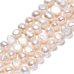 天然養殖淡水パールビーズ連売り  研磨両側  乳白色  5.5~7x5~6x3.5~5mm  穴：0.6mm  約63~65個/連  13.58インチ〜14.17インチ（34.5~36cm）&nbsp;PEAR-N014-05B
