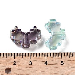 UVメッキ虹色透明アクリルビーズ  二層ビーズ  ハート  混合図形  13.5x20x7mm  穴：2.6mm&nbsp;X-MACR-D032-09