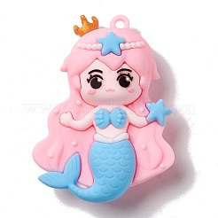 フィギュアプラスチック漫画大きなペンダント  人魚  ミックスカラー  57x42x18.5mm  穴：3mm&nbsp;KY-G017-G01