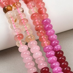 チェリークォーツガラスと天然ホワイトジェイドビーズの連  滑らかなロンデル  染めと未染色の混合  ミックスカラー  8~8.5x5~5.5mm  穴：1mm  約75~78個/連  15.35''（39~40センチメートル）&nbsp;G-NH0006-A16-01