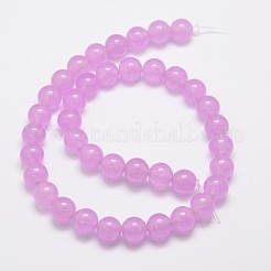天然石&染め加工マレーシアジェイドビーズ連売り  ラウンド  プラム  10mm  穴：1.0mm  約38個/連  15インチ&nbsp;G-G659-10mm-A17