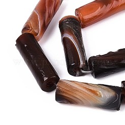 天然石瑪瑙ビーズ連売り  染め＆加熱  艶消し  コラム  シエナ  26~29x9~11.5mm  穴：2.5~4mm  約10個/連  11.02~11.42インチ（28~29cm）&nbsp;G-N357-05A-01