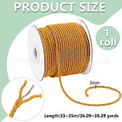 33~35m ポリエステル3本撚りコード  メタリック糸付き  ラウンド  オレンジ  3mm  約36.09~38.28ヤード（33~35m）/ロール&nbsp;OCOR-PH0036-20D