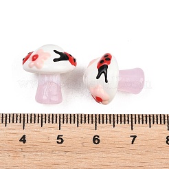 手作りのランプワークエナメルビーズ  手描きのビーズ  キノコ  ホワイト  17.5~18.5x15~15.5mm  穴：1.2mm&nbsp;LAMP-B055-02A