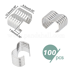 201ステンレススチールリボンエンド100個  ステンレス鋼色  12.5x8.5x7.5mm&nbsp;STAS-DC0007-76